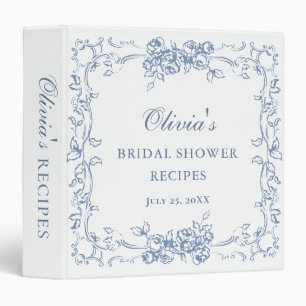Renaissance Ornate Dusty Blue Bridal Shower Recipe Binder
