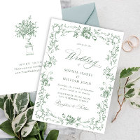 Renaissance Ornate Floral Sage Green Wedding