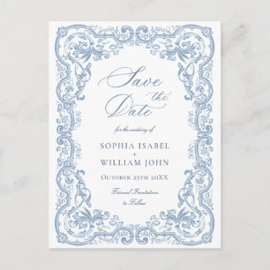 Renaissance Ornate Floral Wedding Save the Date Postcard