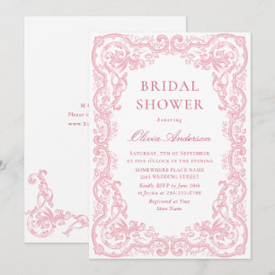 Renaissance Ornate Pink Blush Floral Bridal Shower Invitation