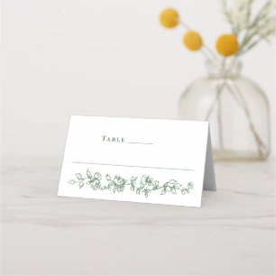 Renaissance Ornate Sage Green Floral Wedding Place Card