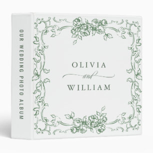 Renaissance Ornate Sage Green Wedding photo album Binder