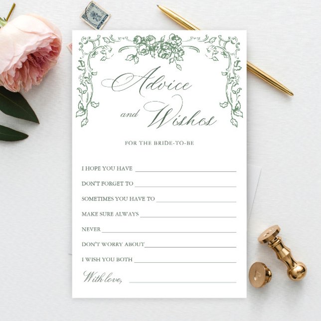 Renaissance Ornate Sage Green Wishes & Advice Card (Creator Uploaded)