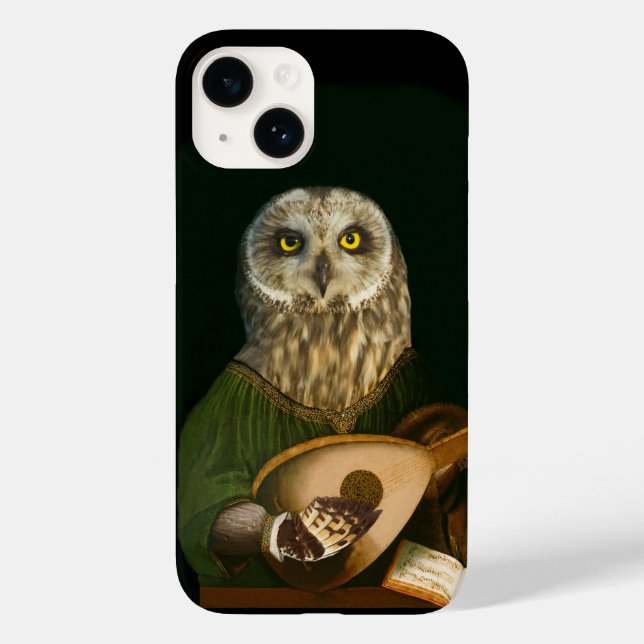 Renaissance Owl Playing the Lute Case-Mate iPhone Case (Back)