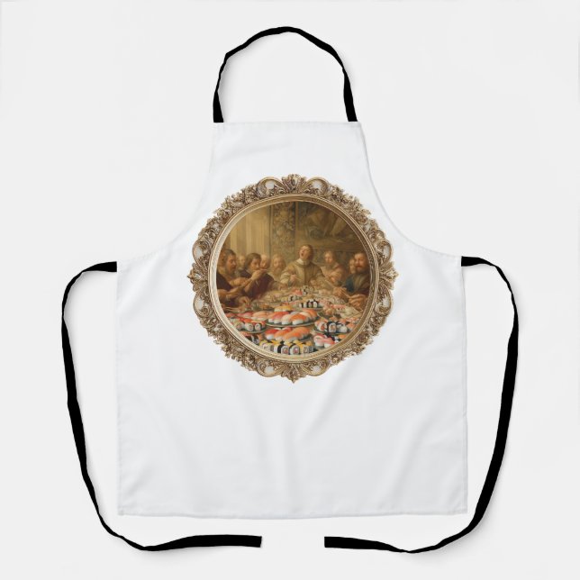 Renaissance Painting Parody Man Eating Sushi Apron (Front)