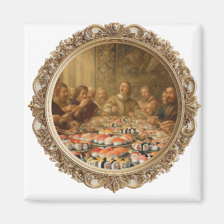 Renaissance Painting Parody Man Eating Sushi Magnet