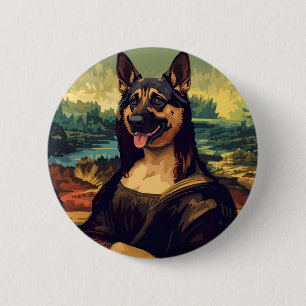 Renaissance Portrait–Inspired German Shepherd Art  2 Inch Round Button
