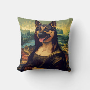 Renaissance Portrait–Inspired German Shepherd Art Throw Pillow