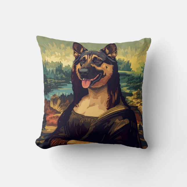 Renaissance Portrait–Inspired German Shepherd Art  Throw Pillow (Front)