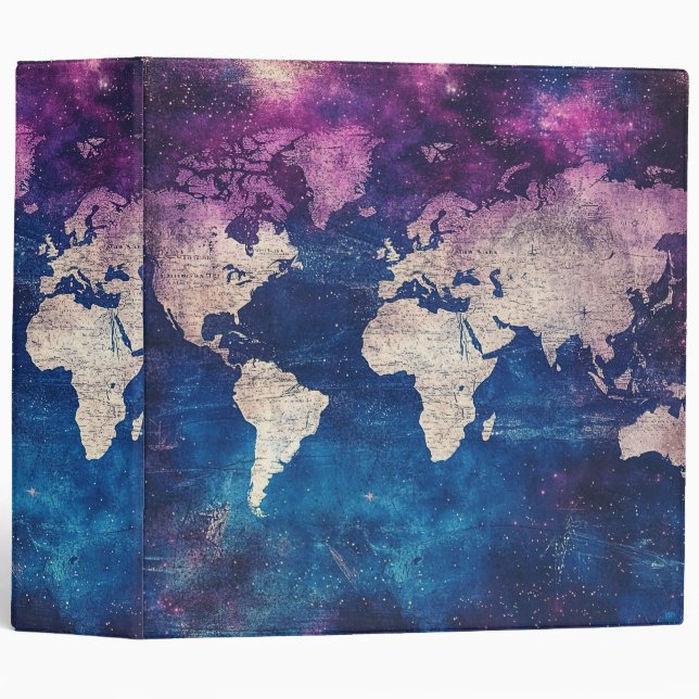 Renaissance Purple Celestial World Map Binder (Front/Spine)
