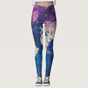 Renaissance Purple Celestial World Map Leggings