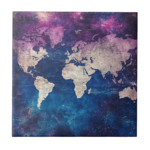 Renaissance Purple Celestial World Map Tile