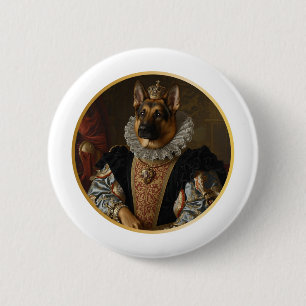 Renaissance Queen Portrait German Shepherd 2 Inch Round Button