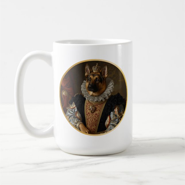 Renaissance Queen Portrait German Shepherd Coffee Mug (Left)