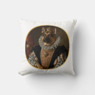 Renaissance Queen Portrait German Shepherd Throw Pillow
