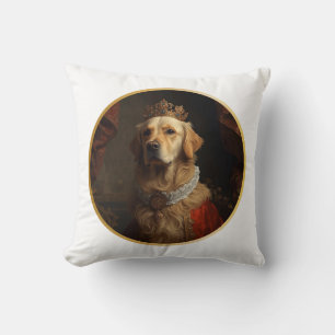 Renaissance Queen Portrait Golden Retriever Throw Pillow