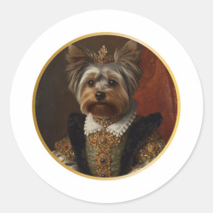 Renaissance Queen Portrait Yorkshire Terrier Classic Round Sticker