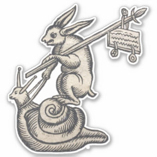 Renaissance Rabbit on Snail Vinyl Sticker