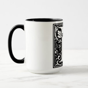 Renaissance Style Alphabet Letter E On Mug