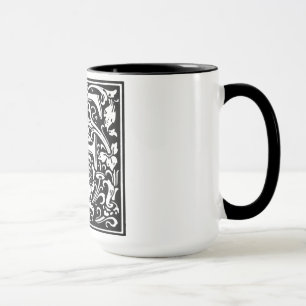 Renaissance Style Alphabet Letter F On Mug