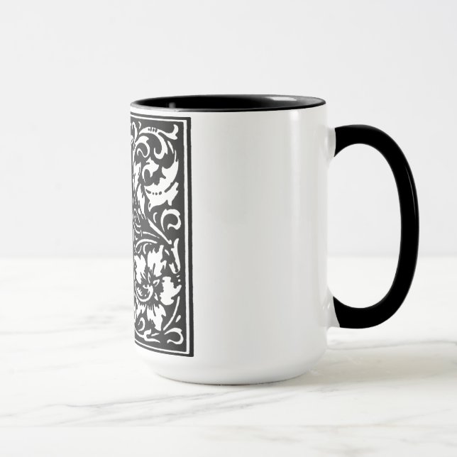 Renaissance Style Alphabet Letter J On Mug (Right)
