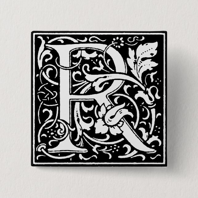 Renaissance Style Alphabet Letter R - Pin (Front)