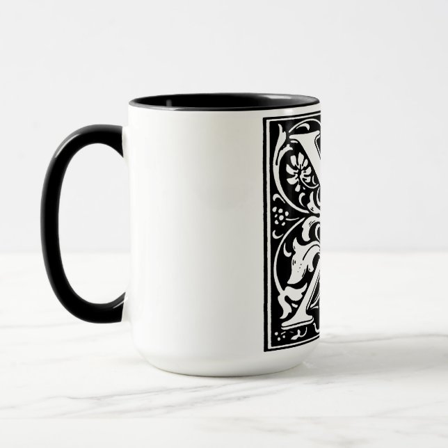 Renaissance Style Alphabet Letter X On Mug (Left)