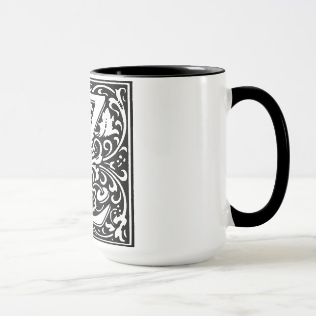 Renaissance Style Alphabet Letter Z On Mug (Right)
