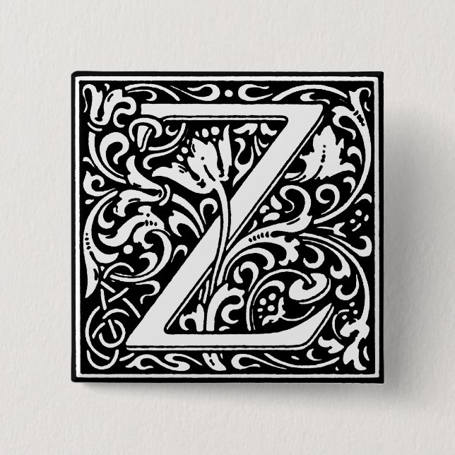 Renaissance Style Alphabet Letter Z - Pin (Front)