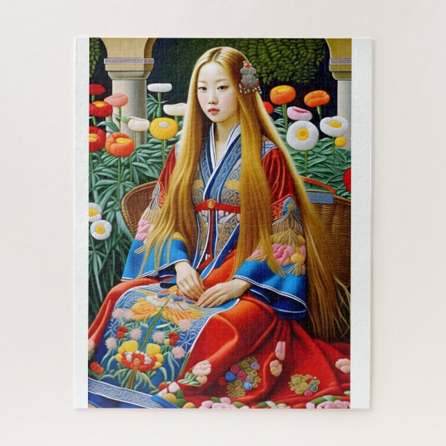 Renaissance style maiden in blue- painting jigsaw puzzle (Vertical)