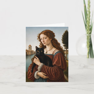 Renaissance Woman with Black Cat Card