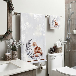 Renard aquarelle et neige de fêtes