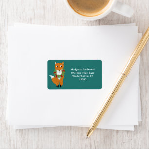 Renard avec étiquette d'adresse de retour de Noël