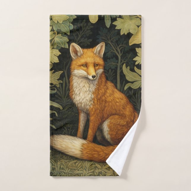 Renard dans la forêt, style Art nouveau (Serviette à main)