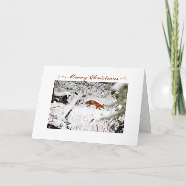 Renard dans la neige hiver photo carte Noël (Devant)