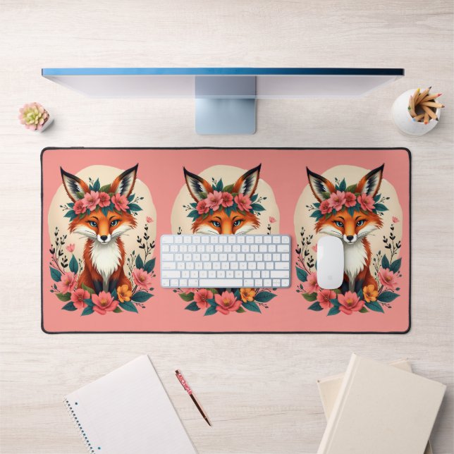 Renard de Boho Whimsical avec Forêt de Couronne Fl (Bureau 1)