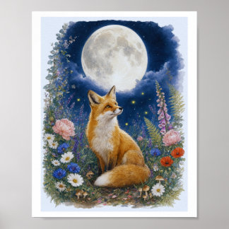 Renard de la forêt au clair de lune - Art mural bo
