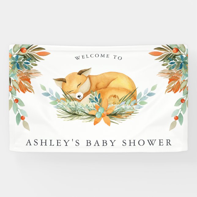 Renard des bois | Bannière de bienvenue du Baby sh (Horizontal)