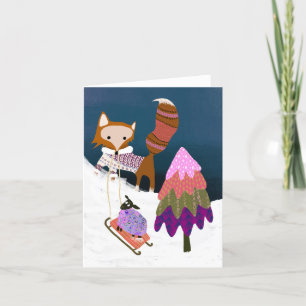 Renard d'hiver et les amis des moutons BLANK Carte