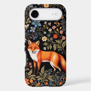 Renard Élégant Fleur Florale de Couleur Noire