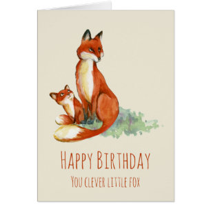 Renard et bébé Aquarelle Anniversaire Renard intel