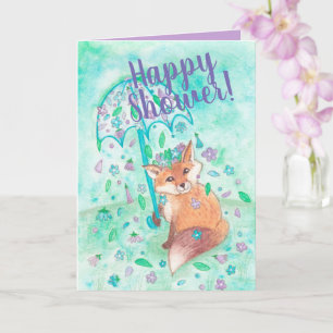 Renard et fleurs de bois Bonne carte de douche