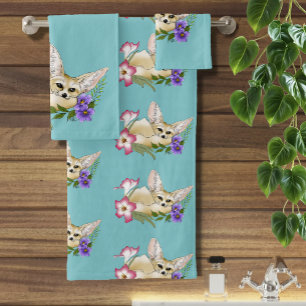 Renard Fennec Fleurs Roses Violettes Mignon Botani