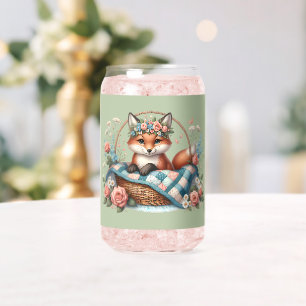 Renard floral en panier avec courtepointe et fleur