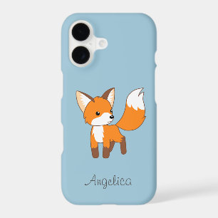 Renard mignon sur fond bleu