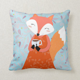 Renard rouge avec le coussin mignon de tasse de