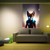 Renard rouge dans l'espace | AI Art Poster