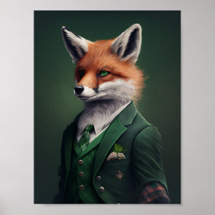 Renard rouge dans une affiche de tenue de la Saint