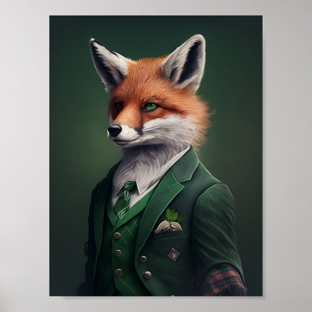 Renard rouge dans une affiche de tenue de la Saint (Devant)