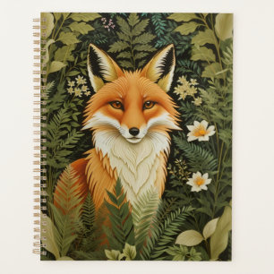 Renard Rouge Élégant et Feuillage Vert
